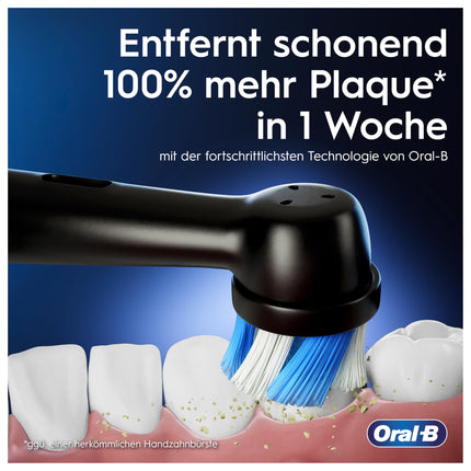 Oral-B iO Series 3 elektriskā zobu birste, 3 tīrīšanas režīmi mutes dobuma kopšanai, magnētiskā tehnoloģija, ceļojumu maciņš, Braun dizains, Stiftung Warentest TESTA UZVARĒTĀJS (12.2024.), matēti melna