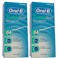 Oral-B Superfloss zobu diegs, 50 diegi, 2 iepakojumā (2 x 50 diegi)