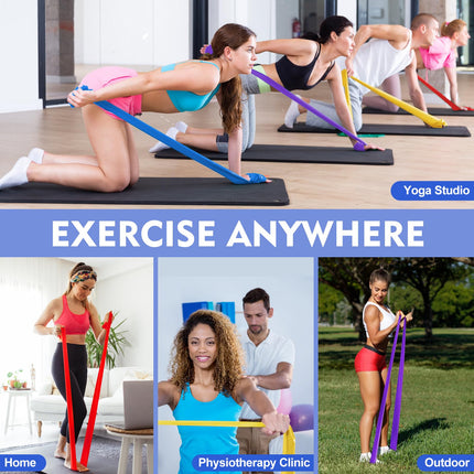 Fokky 1.8M fitnesa lentes, 4 pretestības lentu komplekts, vingrošanas lentes, pretestības lentes ar pārnēsāšanas somu un vingrinājumu instrukcijām, fitnesa lente Pilates jogai, fitnesa muskuļu veidošanai