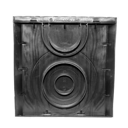ScarMaxx - Pagalma noteka 250x250 mm - Grīdas noteka ar netīrumu savācēju, ar savienojumu dažāda izmēra KG caurulēm - Plastmasas grīdas noteka - Cinkots režģis