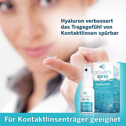 Ocuvers hialurona acu aerosols – ar liposomām – 15 ml acu aerosols sausām acīm – alternatīva acu pilieniem sausām acīm