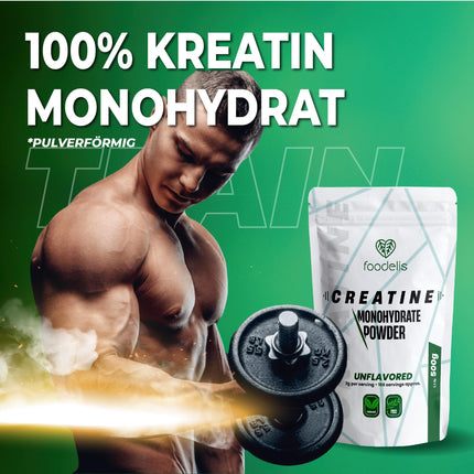 Kreatīna monohidrāta pulveris 500g | 100% kreatīna monohidrāta pulveris mikronizētā veidā | Bezgaršīgs | Ieskaitot dozatoru | Optimāla šķīdība | Vegāns | Bez ĢMO