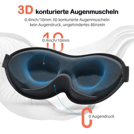 INNELO miega maska ​​vīriešiem un sievietēm, 2024. gada ērta elpojoša 3D acu maska ​​ar dziļām acu ligzdām un paceltiem deguna spilventiņiem, 100% gaismu bloķējoša miega maska ​​ar atmiņas putām ceļojumiem, melna