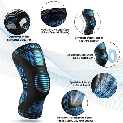 NEENCA Kniestütze, Komprimierte Kniebandage mit Patella Gel Pads & Feder Seitenstabilisatoren, Medizinischer Knieschützer für Laufen, Meniskusriss, Arthritis, Gelenkschmerzlinderung, ACL, Erholung