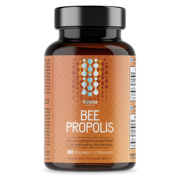Bišu propolisa kapsulas — 2000 mg propolisa ekvivalents vienā porcijā — 180 kapsulas (3 mēnešu krājumi) — 400 mg dabīga 5:1 bišu propolisa ekstrakta x 90 porcijas