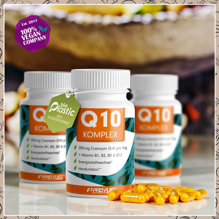 Q10 kapsulas, augsta deva 120x - koenzīma Q10 komplekss ar 200 mg koenzīma Q10 + B1, B2, B3 un B12 vitamīniem - enerģijas metabolismam un sirds darbībai - laboratoriski pārbaudīts ar sertifikātu - 4 mēnešu krājumi