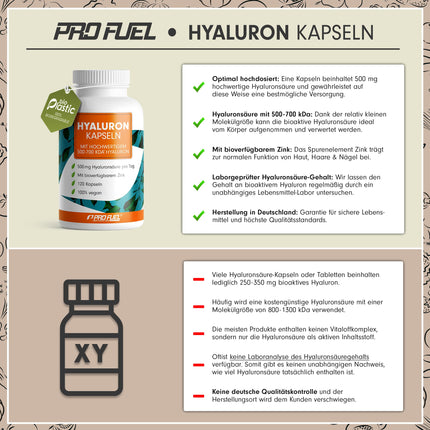 Hialuronskābes kapsulas 120x - optimāli dozētas ar 500 mg hialuronskābes dienā - augstas kvalitātes 500-700 kDa hialuronskābe + 2 mg bioloģiski pieejams cinks - laboratoriski pārbaudītas ar sertifikātu - 100% vegānisks
