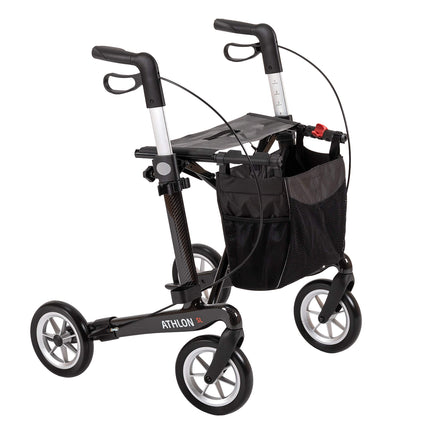Rehasense rollators Athlon SL, izgatavots no oglekļa šķiedras, viegls un salokāms | Gājējs mājām/ielai | Viegls rullators, regulējams augstumā | L izmērs, paredzēts cilvēkiem ar augumu 150–200 cm