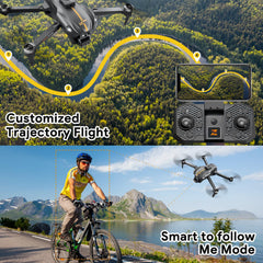 Mingfuxin drons ar kameru iesācējiem, FPV salokāms RC drons kvadrokopters bērniem un pieaugušajiem ar šķēršļu apiešanas funkciju, bezsuku motors, vienas pogas iedarbināšana/izslēgšana, 360° pagrieziens