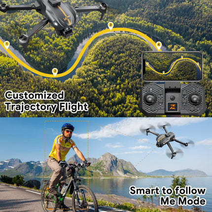 Mingfuxin drons ar kameru iesācējiem, FPV salokāms RC drons kvadrokopters bērniem un pieaugušajiem ar šķēršļu apiešanas funkciju, bezsuku motors, vienas pogas iedarbināšana/izslēgšana, 360° pagrieziens