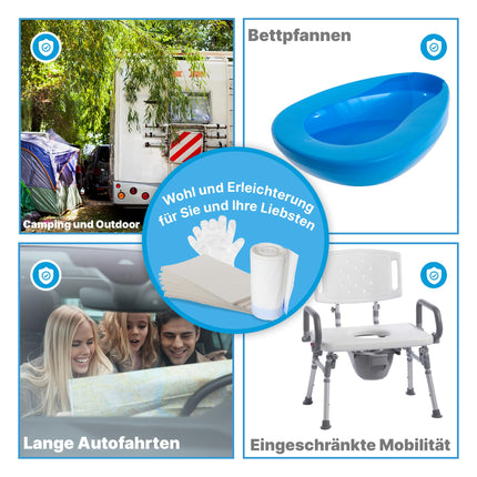 Wohlmed 50 daļu hermētisku tualetes maisiņu un absorbējošu paliktņu komplekts, ieskaitot 50 cimdu pārus, plīstizturīgi un hermētiski, higiēniski un absorbē smakas, ideāli piemēroti gultas podiem, tualetēm un kempingam.