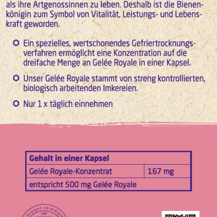 Hoyer Royal Jelly FORTE kapsulas 30 kapsulas, 1 iepakojums (1 x 12,2 g) - bioloģiskas