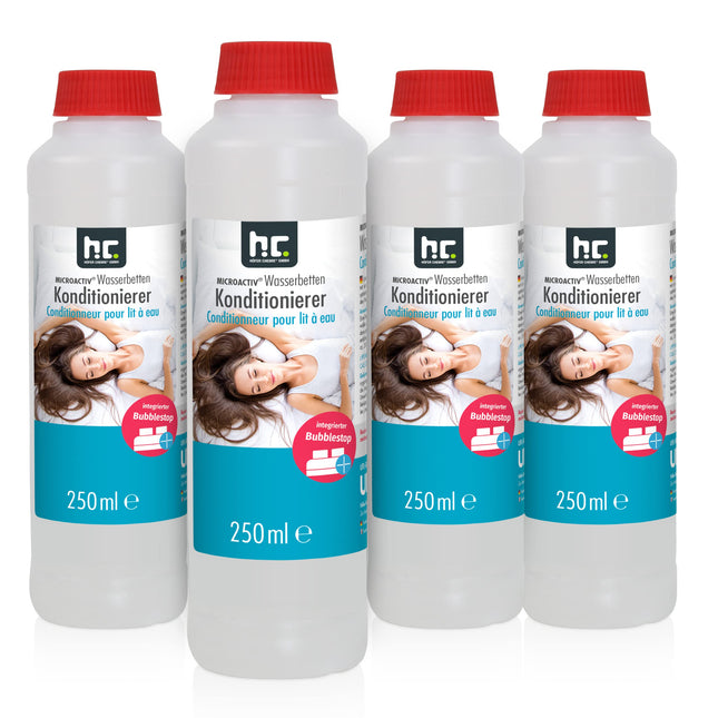 Höfer Chemie 4 x 250 ml Microactiv ūdensgultas kondicionieris ar burbuļu novēršanas līdzekli visām ūdensgultām