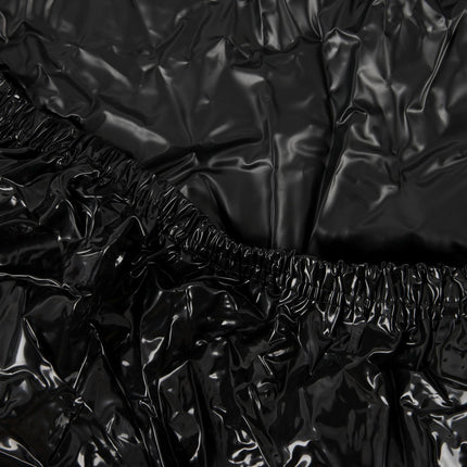 Fetish Collection PVC palags ar gumiju - spīdīga vinila palags sievietēm un vīriešiem, mitrs izskats, mitras spēles gultā, melns