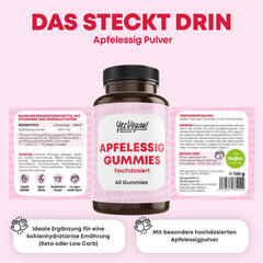 Ābolu sidra etiķa želejkonfektes (60 gab. - ābolu garša) Keto želejkonfektes ar 1000 mg ābolu sidra etiķa un kofeīna – vācu zīmola ražotājs