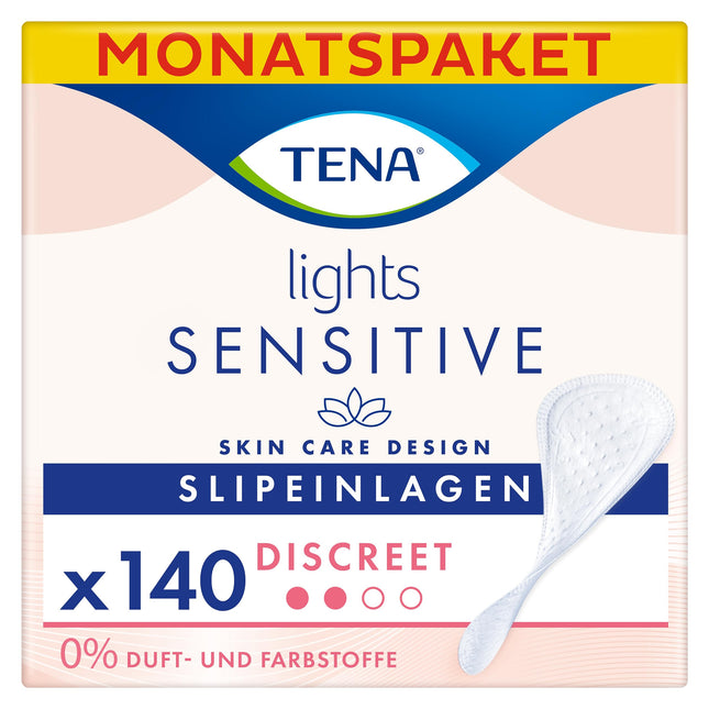 Tena Lights Sensitive Discreet, mēneša iepakojums (5 iepakojumi pa 28 ieliktņiem katrā), 140 ieliktņi