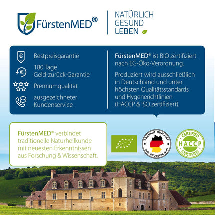 FürstenMED® glikozamīna hondroitīna MSM augsta deva + C vitamīns, 180 kapsulas kā 4 komponentu komplekss ar glikozamīnu, laboratoriski pārbaudīts un bez nevēlamām piedevām