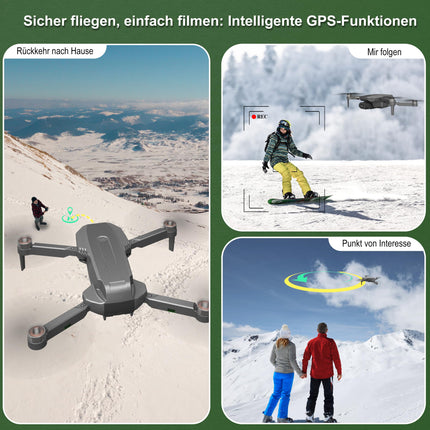 Wipkviey B12 Drohne mit kamera 4k, GPS Drohnen mit Einem-klick-zurück, FPV RC Quadrocopter für Anfänger, Bürstenlos Motor, Niedrige Batterierückgabe, 50 Min. Flugzeit mit 2 Akku, unter 249g, C0
