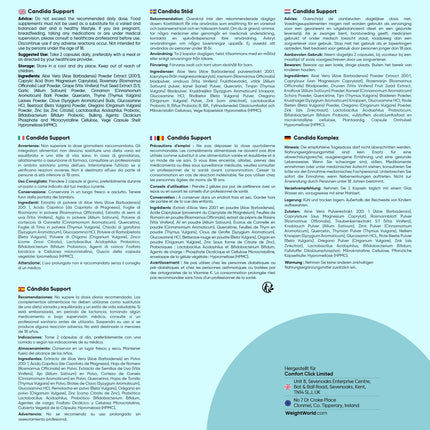 Candida Complex - 180 vegāniskas kapsulas - Bifidobaktērijas - Ar kaprilskābi, alveju, cinku, vīnogu kauliņu ekstraktu - Lactobacillus acidophilus - Laboratorijā pārbaudītas sastāvdaļas - 3 mēnešu krājums - WeightWorld