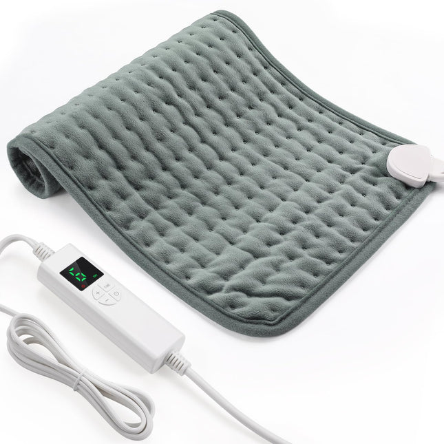 Sildīšanas paliktnis ar automātisku izslēgšanos, 30x60 cm elektriskais sildīšanas paliktnis ar 4 stundu taimeri un 6 siltuma iestatījumiem, sildīšanas paliktnis ar digitālu tālvadības pulti, mašīnā mazgājams sildīšanas paliktnis mugurai, pelēks