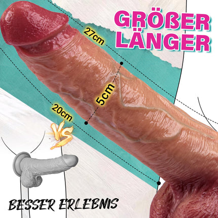 Reālistisks vibrators-dildo sievietēm, liels anāls silikona XXL dildo ar 10 vibrācijas režīmiem un 7 grūdienu funkcijām, G-punkta vibratori ar spēcīgu piesūcekni, 27 cm seksa rotaļlieta sievietēm un vīriešiem