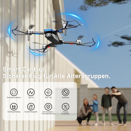 PLEGBLE drons ar 4K kameru bērniem, mini drons pieaugušajiem, bezkontaktu motora FPV RC drons ar 5G WiFi, augstuma noturēšanu, 3D apgriešanu, bezgalvas režīmu, lidojuma trajektoriju, rotaļlietu dāvanas zēniem no 8 gadu vecuma