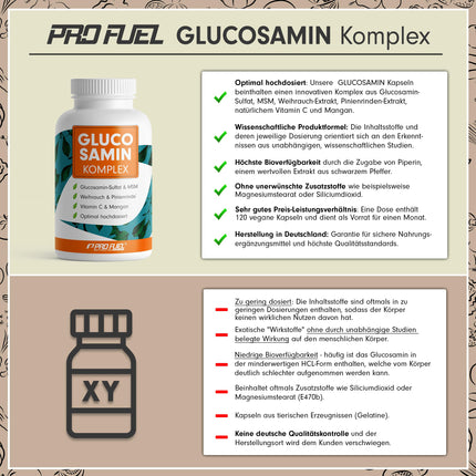Glikozamīna komplekss ar augstu devu, 120 kapsulas, augstas kvalitātes matrica ar glikozamīnu, vīraku, MSM, priežu mizu, mangānu un dabīgo C vitamīnu no mežrozīšu ekstrakta, optimāli augsta deva, viena mēneša krājums