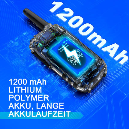 MaxTalker MT10 uzlādējama rācija pieaugušajiem un bērniem, 1200 mAh litija jonu akumulators, USB-C kabelis, LED lukturītis, VOX radioaparāti pārgājieniem un kempingam, 4 gabalu komplekts