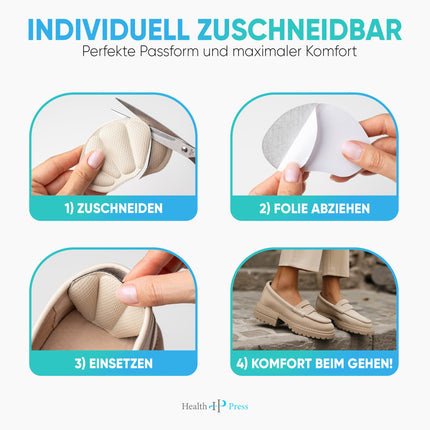 Health Press® papēžu spilventiņi apaviem – augstākās kvalitātes papēžu aizsardzības papēžu spilventiņi – 3 apavu zolīšu pāri melnā, pelēkā un bēšā krāsā – pretslīdes zolītes lieliem apaviem – papēžu aizsardzības spilventiņi berzes un tulznu novēršanai