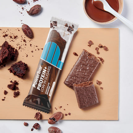 Powerbar - Protein Plus - Zems cukura saturs - Šokolādes-Braunija - 30x35g - Batoniņi tikai ar 107 kcal - Fitnesa batoniņš ar šķiedrvielām