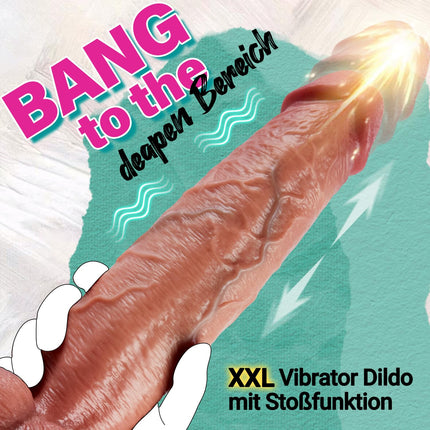 Reālistisks vibrators-dildo sievietēm, liels anāls silikona XXL dildo ar 10 vibrācijas režīmiem un 7 grūdienu funkcijām, G-punkta vibratori ar spēcīgu piesūcekni, 27 cm seksa rotaļlieta sievietēm un vīriešiem