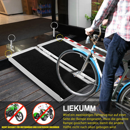 LIEKUMM ratiņkrēslu rampa 121 cm, 300 kg celtspēja, alumīnija piekļuves rampa, neslīdoša, ratiņkrēslu rampa kāpnēm, pārnēsājama rampa ratiņkrēsliem, durvju sliekšņi, mājas