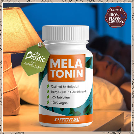 Melatonīna 365 tabletes (24 mēneši) - 0,5 mg bioaktīvā melatonīna dienā (1/2 tabletes) - Optimāli augsta deva - Laboratorijā pārbaudīts - Bez nevēlamām piedevām - Ražots Vācijā - 100% vegāns