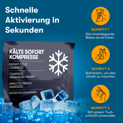Kühlpads zum Knicken (10 Stück) - 12 x 15 cm - Sofort Kältekompresse für Erste Hilfe - Einweg Kühlpack für Verletzungen und Schwellungen - Praktische Einmal Kühlpacks für Sport, Outdoor und Notfälle