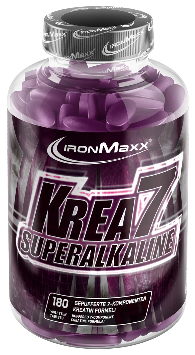 Krea7 Superalkaline kreatīna tabletes 180 gab. - 1590 mg kreatīna vienā tabletē, ar augstas devas 7 komponentu formulu, vegāns un bezcukura kreatīns