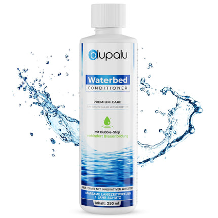 blupalu ūdensgultas kondicionieris Premium Care – 8 x 250 ml – ūdensgultas kondicionieris pret smakām un aļģēm, paredzēts visiem ūdens matračiem un sistēmām no visiem pazīstamākajiem ražotājiem.