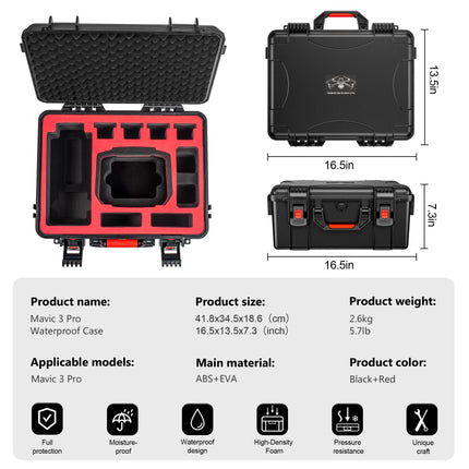 STARTRC ūdensnecaurlaidīga cieta pārnēsāšanas soma DJI Mavic 3 Pro/Mavic 3 Pro Cine/Mavic 3 Pro Fly More Combo, paredzēta DJI RC Pro/RC kontrolierim, dronu piederumiem