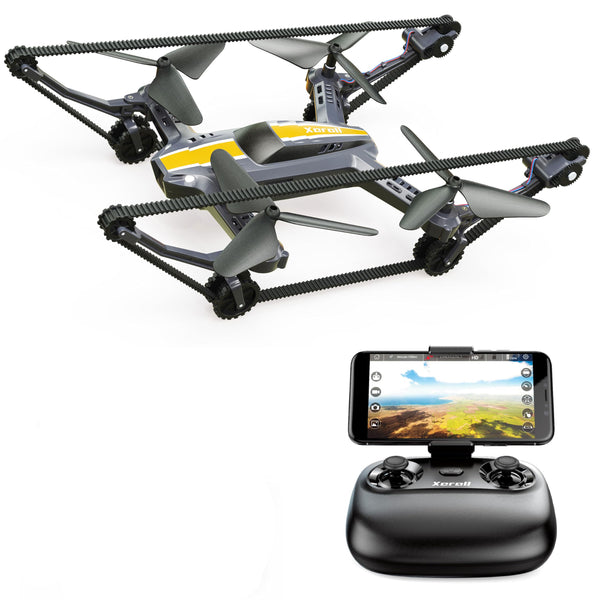 X-TANKCOPTER hibrīdais kvadrokopters - tanks - drons, HD kamera, viedtālruņa lietotne, VR brilles FPV, 2,4 GHz, bērnu rotaļlieta, tālvadības pults