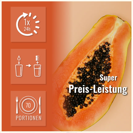 Papaīna kapsulas – 210 Carica Papaijas enzīmu kapsulas – augsta deva – 1500 mg dienā – Papaijas enzīmi bez piedevām – Papaijas gremošanas enzīms – Papaīns