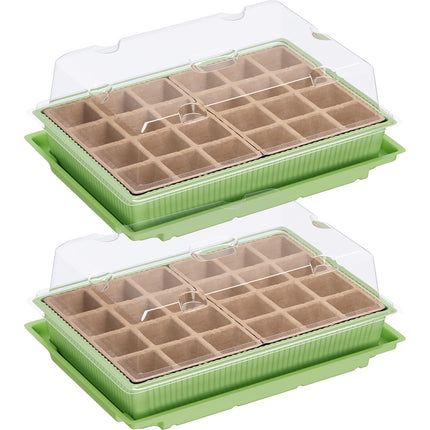 WELLGRO mini siltumnīca 24 augiem - apm. 27x19x10 cm (GxPxA) uz vienu iekštelpu siltumnīcu, zaļa/caurspīdīga, plastmasa/celuloze - daudzumu var izvēlēties, daudzums: 2 gab.