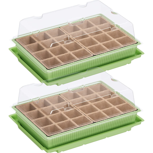 WELLGRO mini siltumnīca 24 augiem - apm. 27x19x10 cm (GxPxA) uz vienu iekštelpu siltumnīcu, zaļa/caurspīdīga, plastmasa/celuloze - daudzumu var izvēlēties, daudzums: 2 gab.