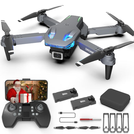 Wipkviey T28 drons ar kameru iesācējiem, salokāms kvadrokopters pieaugušajiem, FPV RC droni ar 3D pagriezieniem/augstuma noturēšanu/žestu selfiju/ceļa punkta lidojumu, dāvanas bērniem zēniem/meitenēm, 2 baterijas