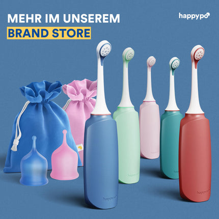 HappyPo sēžamvietas duša ar uzglabāšanas maisiņu, optimizēts dizains, maigs jutīgai ādai, sievietēm, vīriešiem un bērniem, sēžamvietai un intīmajai zonai, maigs un tīrs - plastmasa - zila