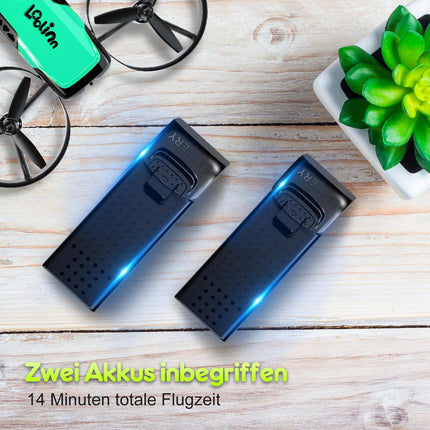 Loolinn | Drons ar kameru kā dāvana bērniem - Mini drons ar tālvadības pulti un video un fotoattēlu uzņemšanas iespējām/Regulējama kamera/Divas baterijas/C0 sertificēts (dāvana gan zēniem, gan meitenēm)