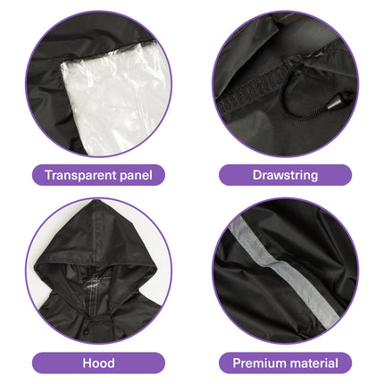 Bramble — universāls mobilitātes skrejriteņa pončo ar kapuci un skatlogu lietus aizsardzībai — lietus apmetnis e-skrejriteņiem un mobilitātes skrejriteņiem — laikapstākļiem izturīgs, stabils un izturīgs