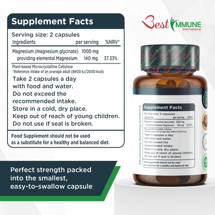 Dabīgs magnija glicināts 500 mg augstākās kvalitātes 100 vegānu kapsulas Perfektas proporcijas Augstākā biopieejamība