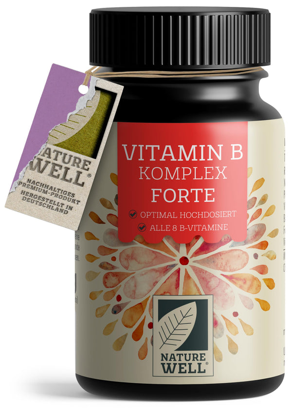 Augstas devas B vitamīnu komplekss - 180 tabletes - visi 8 svarīgākie B vitamīni bioaktīvā formā - ar folskābi, holīnu un mioinozītu (kofaktoriem), laboratoriski pārbaudīts ar sertifikātu un vegāns