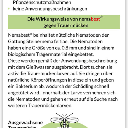 nemabest® SF nematodes 3 miljoni (30 augi/6 m²) pret sēnīšu knišļiem