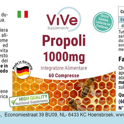 Propoliss 1000 mg - 60 tabletes - Augsta deva | Kvalitāte no Vācijas, ko nodrošina ViVe Supplements