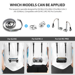 STARTRC siksna RC 2/RC/RC Pro kontrolierim, kakla siksna, pārnēsāšanas josta DJI Mini 4 Pro/Mini 3 Pro/Mavic 3/Mini 3/Air 3S drona tālvadības pults siksniņas piederumi